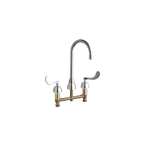 Chicago Faucets 786-E35AB Commercial Grade High Arch Kitchen Faucet with Wrist Blade Handles - 8' Faucet Centers (Eco-Friendly - Chicago Faucets 786-E35AB Commercial Grade High
