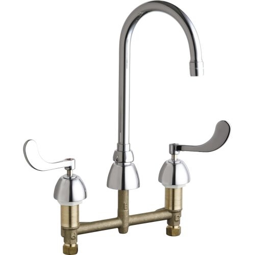 Chicago Faucets 786-E3AB Commercial Grade High Arch Kitchen Faucet with Wrist Blade Handles - 8' Faucet Centers