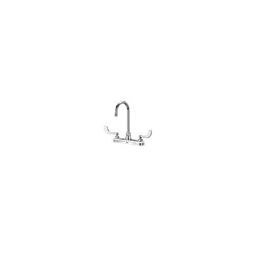 Zurn Z871B4-XL-FC Gooseneck Lead Free Double Handle Kitchen Faucet with 4' Metal Wrist Blades and Laminar Flow Control from the