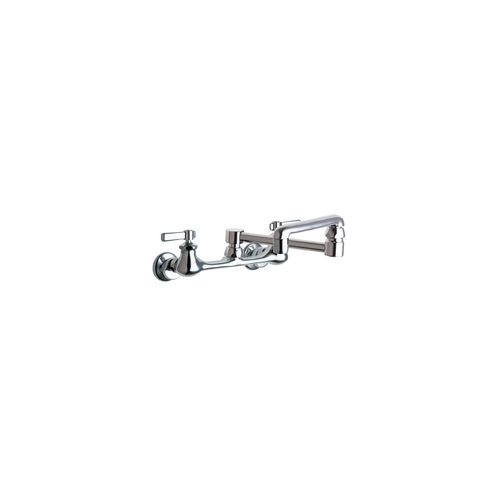 Chicago Faucets 540-LDDJ13 Wall Mounted Pot Filler Faucet with Lever Handles and 13' Full-Flow Swing Spout