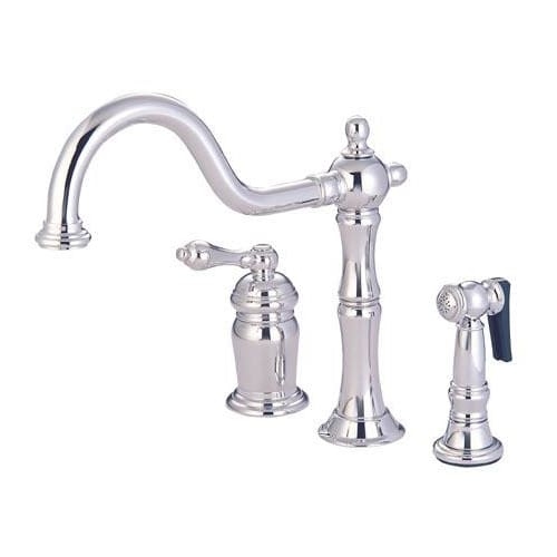 Elements Of Design ES1818PL Single Handle Kitchen Faucet with Porcelain Lever Handle and Brass Side Spray from the New Orleans