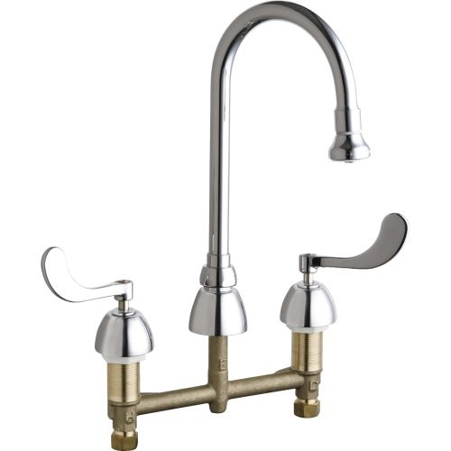 Chicago Faucets 786-AB Commercial Grade High Arch Kitchen Faucet with Wrist Blade Handles - 8' Faucet Centers (Eco-Friendly Flow