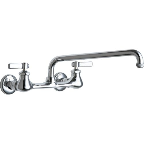 Chicago Faucets 540-LDL12E1WXFAB Wall Mounted Pot Filler Faucet with Lever Handles and 12' Full-Flow Swing Spout