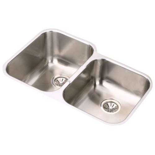 Elkay EGUH312010R Gourmet 31-1/4' Double Basin 18-Gauge Stainless Steel Kitchen Sink for Undermount Installations with 50/50