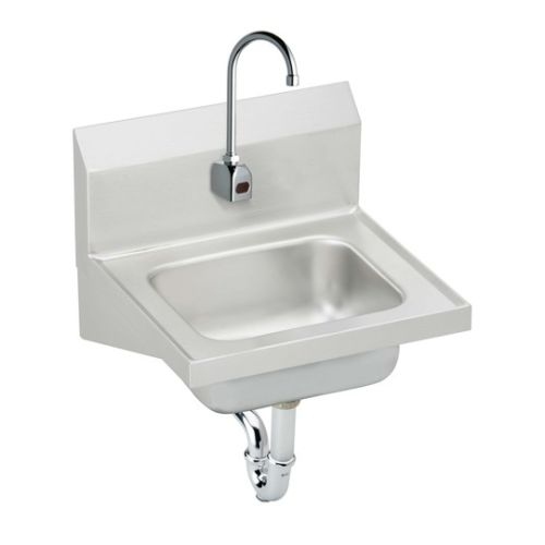 Elkay CHS1716SACTMC Wall Mount 18 Gauge Stainless Steel Handwash Sink with Sensor Faucet, and Anti-Scald Mixing Valve