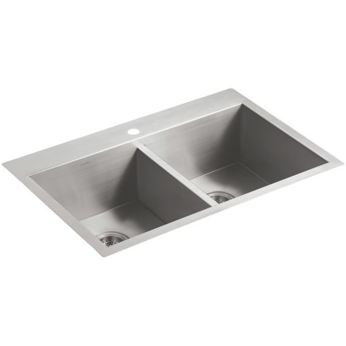 Kohler K-3820-1 Vault 33' Double Basin Drop-in / Under-Mount Stainless Steel Kitchen Sink with SilentShield?