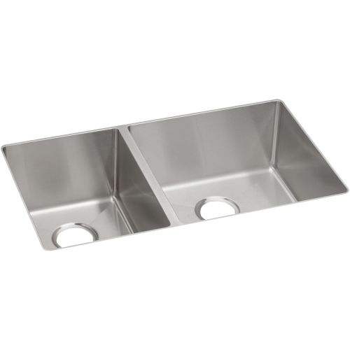 Elkay ECTRU32179L 31-1/2' Undermount 40/60 Double Basin 18-Gauge Stainless Steel Kitchen Sink with Sound Guard? and Lifetime