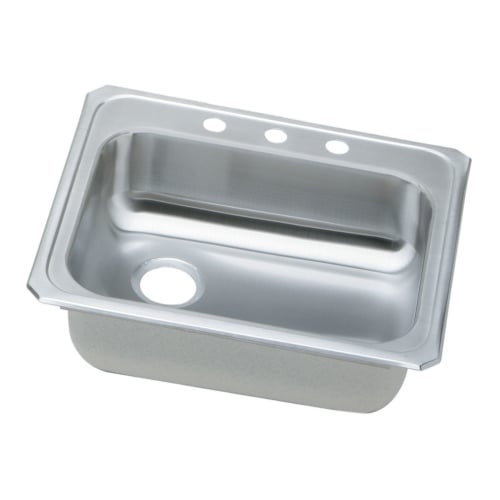 Elkay GECR2521L Gourmet 25' Single Basin 20-Gauge Stainless Steel Kitchen Sink for Drop In Installations with SoundGuard