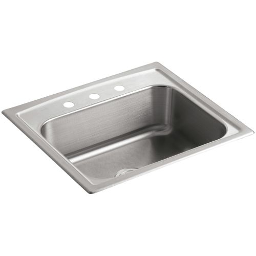 Kohler K-3348-3 Toccata 25' Single Basin Top-Mount 18-Gauge Stainless Steel Kitchen Sink with SilentShield