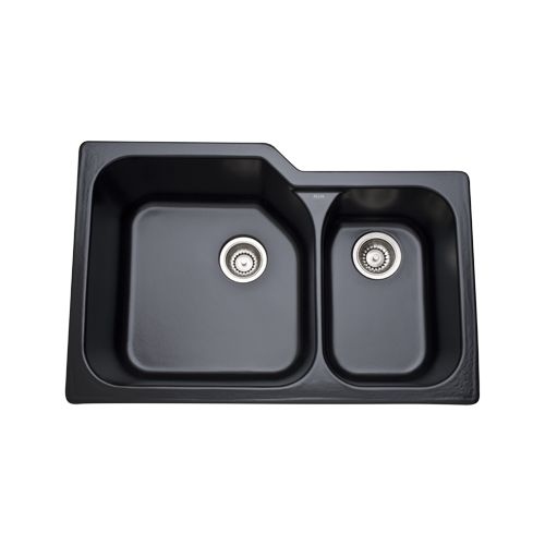 Rohl 6337 33' Allia Double Basin Undermount Fireclay Kitchen Sink with Large Left Basin