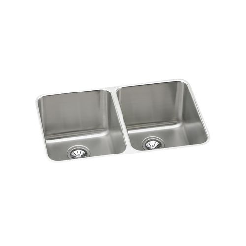 Elkay ELUH3220 Gourmet 31-1/4' Double Basin 18-Gauge Stainless Steel Kitchen Sink for Undermount Installations with 50/50 Split