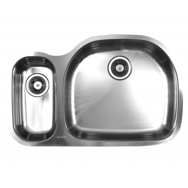 Ukinox D537.70.30.8R 70/30 Double Basin Stainless Steel Undermount Kitchen Sink - Undermount stainless steel kitchen sink