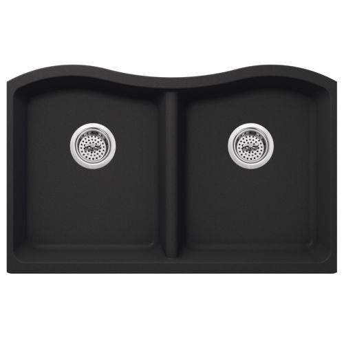 Miseno MGR33205050 Carolina 32-1/2' Double Basin Undermount Granite Composite Kitchen Sink with 50/50 Split - Basket Strainer