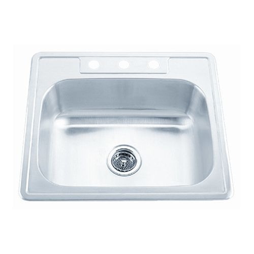 Proflo PFSR2522654 25' Single Basin Stainless Steel Kitchen Sink with 4 Holes Drilled