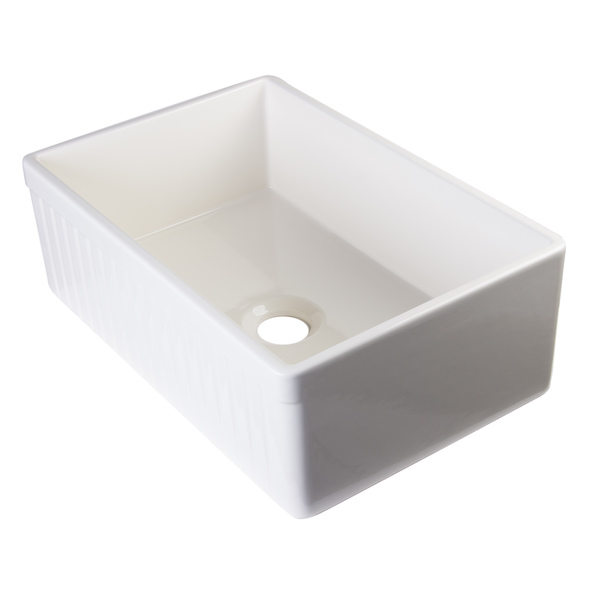 Alfi Biscuit Fireclay 30-inch Fluted Single Bowl Farmhouse Kitchen Sink - Fireclay