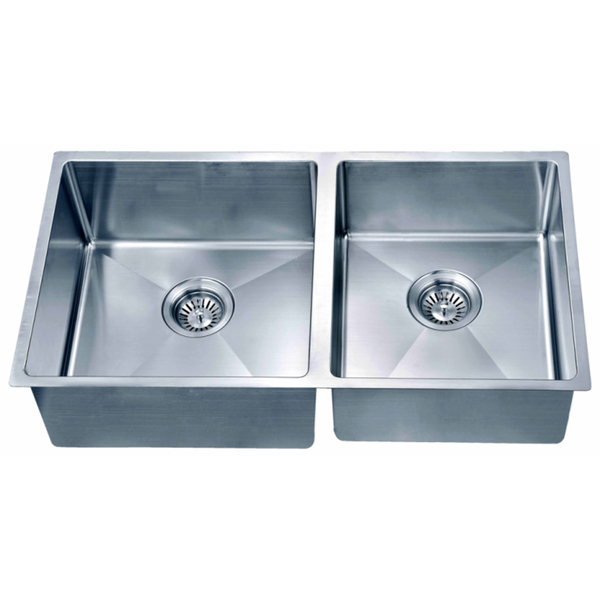 Dawn Undermount Small Corner Radius Double Bowl Sink (Small Bowl On Right) - Minimum Cabinet Size: 33'