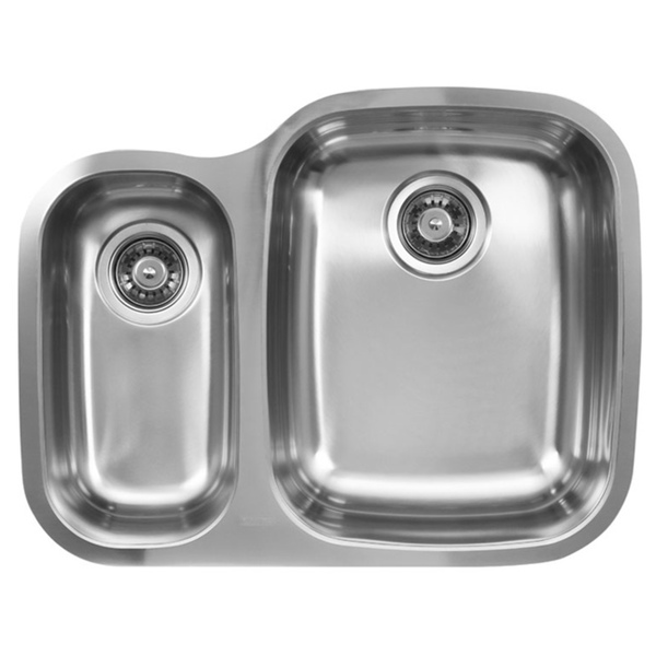 Ukinox D376.70.30.10R 70/30 Double Basin Stainless Steel Undermount Kitchen Sink - Ukinox Double Bowl Stainless Steel Sink
