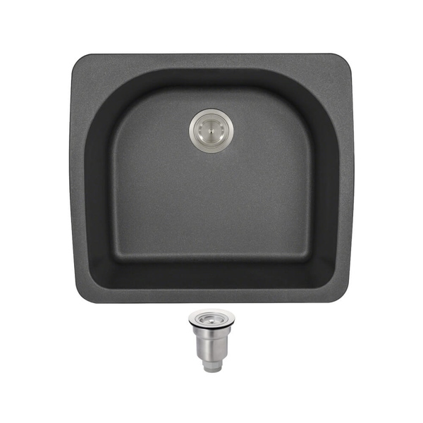 TruGranite T824-Black D-bowl Topmount Sink