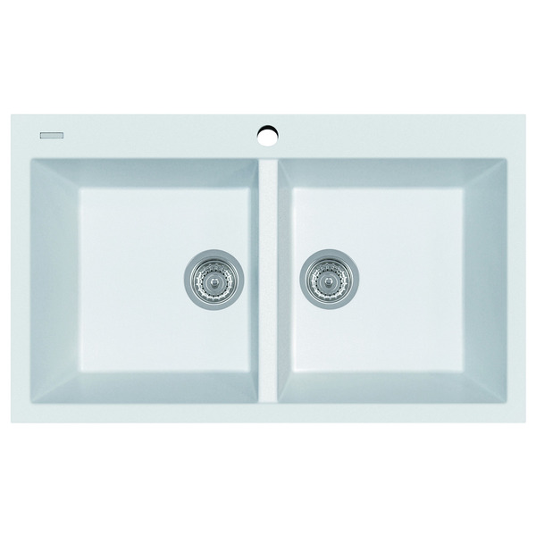 ALFI AB3420DI-W White Granite Composite 34-inch Drop-in Double Bowl Kitchen Sink - Granite