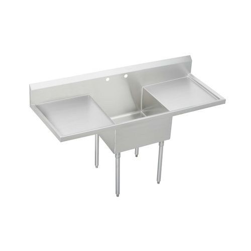 Elkay WNSF8124LR2 Weldbilt Stainless Steel 49-1/2' Floor Mount Single Bowl Food Service Scullery Sink with Left and Right Drain