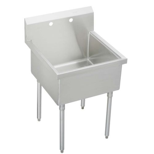Elkay WNSF81302 Weldbilt Stainless Steel 33' Floor Mount Single Bowl Food Service Scullery Sink with Two Faucet Holes