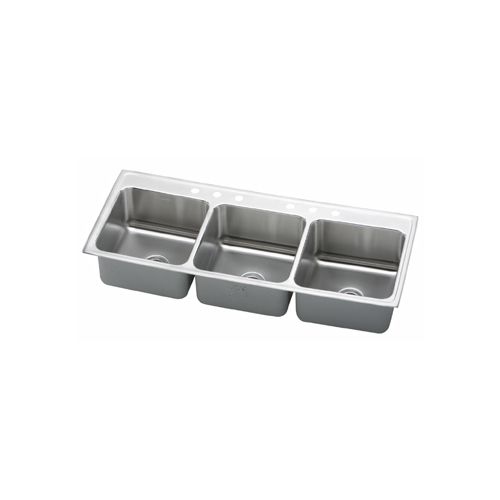 Elkay LTR542210 Gourmet 54' Triple Basin 18-Gauge Stainless Steel Kitchen Sink for Drop In Installations with 33/33/33 Split and