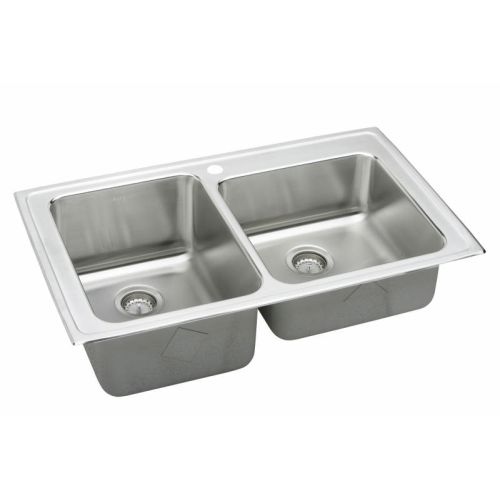 Elkay LGR3722 Gourmet Lustertone Stainless Steel 37' x 22' Self Rimming Double Basin Top Mount Kitchen Sink with 10' Depth