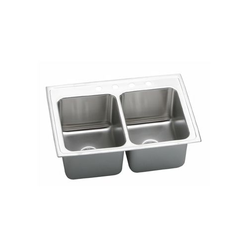 Elkay DLR372210 Gourmet 37' Double Basin 18-Gauge Stainless Steel Kitchen Sink for Drop In Installations with 50/50 Split and