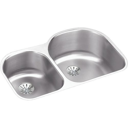 Elkay ELUH311910LPD Harmony 31-1/4' Double Basin Undermount Stainless Steel Kitchen Sink - Includes Two Perfect Drain Assemblies