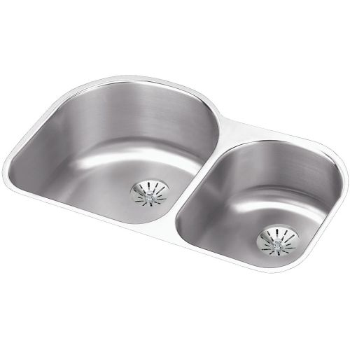 Elkay ELUH311910RPD Harmony 31-1/4' Double Basin Undermount Stainless Steel Kitchen Sink - Includes Two Perfect Drain Assemblies