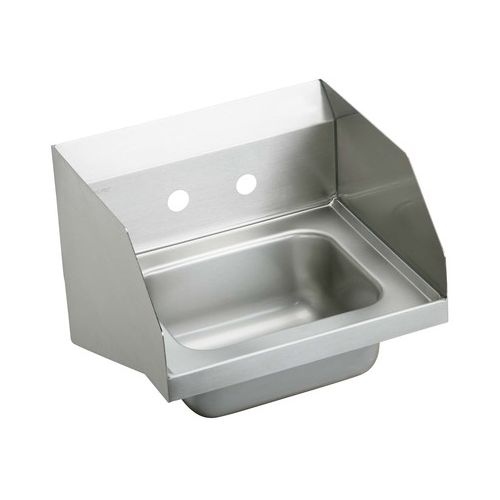 Elkay CHS1716LRS2 Wall Mount Stainless Steel Handwash Sink with Side Splashes and Two Faucet Holes