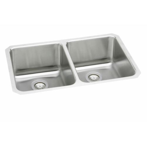 Elkay ELUH361710 Gourmet 35-3/4' Double Basin 18-Gauge Stainless Steel Kitchen Sink for Undermount Installations with 50/50