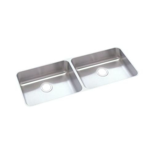 Elkay ELUHAD421855 18-1/2' x 41-3/4' Double Basin Undermount Stainless Steel Kitchen Sink with Sound Guard Technology