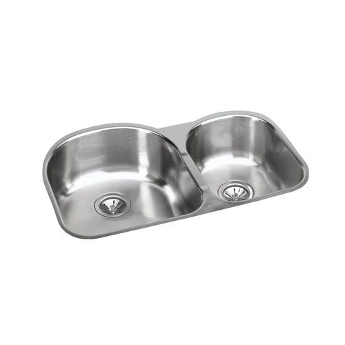 Elkay EGUH311910RDBG Harmony Elumina Stainless Steel 31-1/4' x 20' Undermount Double Basin Kitchen Sink with Right Primary Bowl,