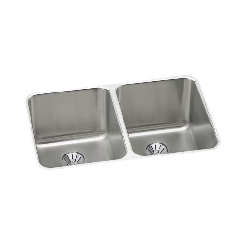 Elkay ELUH3220PD Gourmet 31-1/4' Double Basin 18-Gauge Stainless Steel Kitchen Sink for Undermount Installations with 50/50
