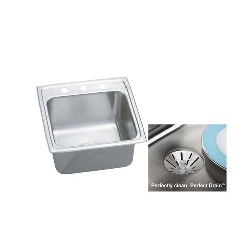 Elkay DLR191910PD Gourmet 19-1/2' Single Basin 18-Gauge Stainless Steel Kitchen Sink for Drop In Installations - Perfect Drain