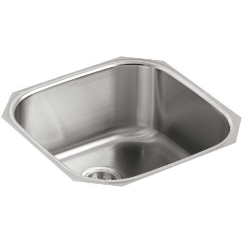 Kohler K-3335 Undertone 20' Single Basin Under-Mount 18-Gauge Stainless Steel Kitchen Sink with SilentShield