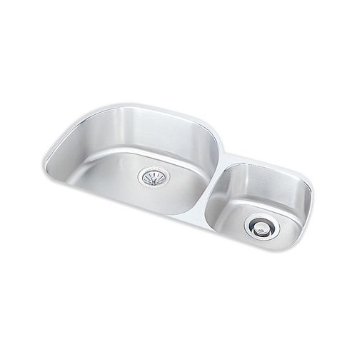Elkay ELUH362110R Harmony Lustertone Stainless Steel 35-3/4' x 18-1/2' Double Basin Undermount Kitchen Sink with Left Primary