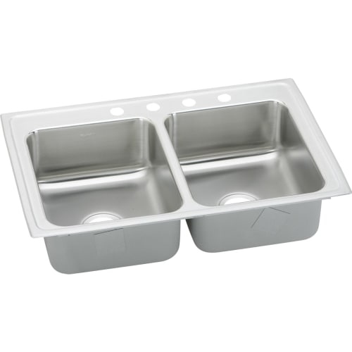 Elkay LR3319 Gourmet 33' Double Basin 18-Gauge Stainless Steel Kitchen Sink for Drop In Installations with 50/50 Split and