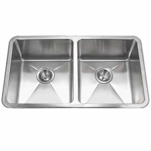 Houzer NOD-4200 Nouvelle 31-1/8' Double Basin Undermount 18-Gauge Stainless Steel Kitchen Sink with 50/50 Split - Basket
