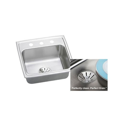 Elkay LR1919PD Gourmet 19-1/2' Single Basin 18-Gauge Stainless Steel Kitchen Sink for Drop In Installations - Perfect Drain