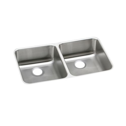Elkay ELUHAD321655 Lustertone Stainless Steel 31-3/4' x 16-1/2'' Undermount Double Basin Kitchen Sink with 5-3/8' Depth and