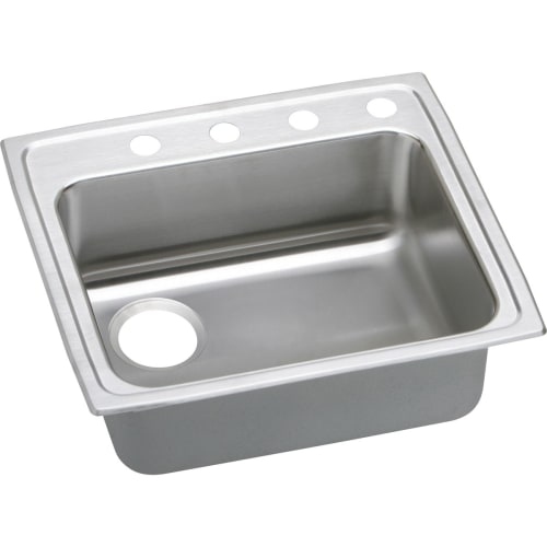 Elkay LRADQ252155L Gourmet 25' Single Basin Drop In Stainless Steel Kitchen Sink - Four holes