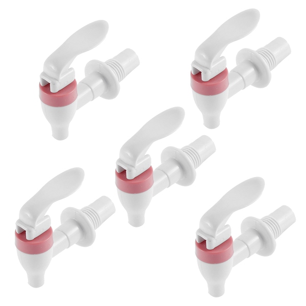 Water Dispenser Plastic 17mm Thread Dia Push Type Faucet Tap White Pink 5 Pcs
