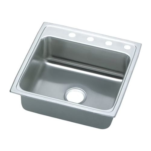 Elkay LRQ2222 Gourmet 22' Single Basin Drop In Stainless Steel Kitchen Sink - no faucet holes - Five holes