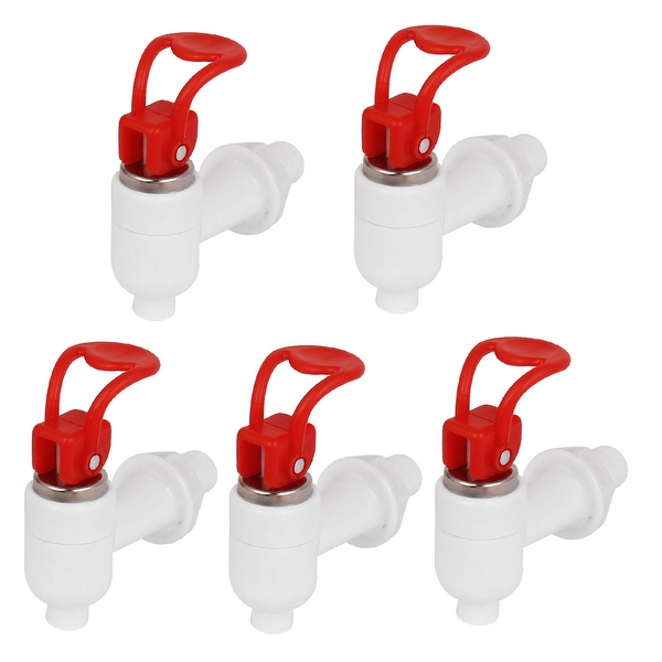 Unique Bargains 5pcs 16mm Thread Push Type Drinking Water Dispenser Plastic Faucet Tap Red White