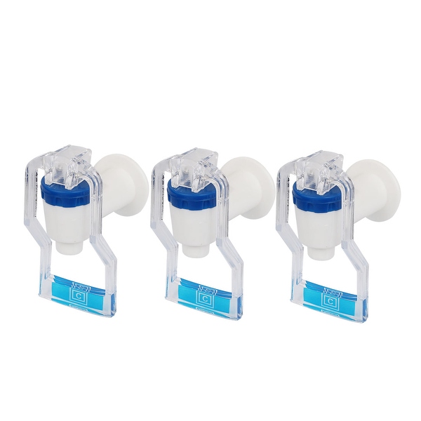 Plastic Replacement Home Push Type Water Dispenser Tap Faucet Blue Clear 3Pcs