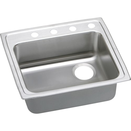 Elkay LRAD252155R Gourmet 25' Single Basin 18-Gauge Stainless Steel Kitchen Sink for Drop In Installations with SoundGuard
