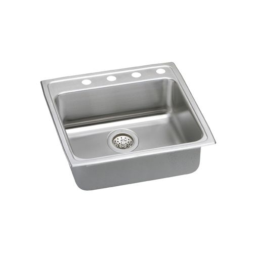 Elkay LRAD222250 Gourmet Lustertone Stainless Steel 22' x 22' Single Basin Top Mount Kitchen Sink with 5' Depth
