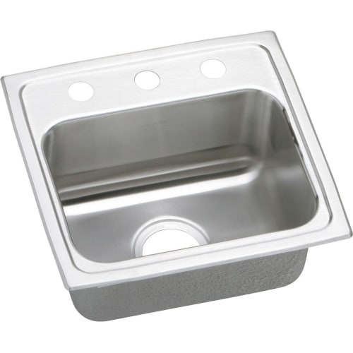 Elkay LRQ1716 Gourmet 17' Single Basin Drop In Stainless Steel Kitchen Sink - no faucet holes - Three holes